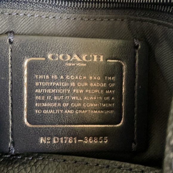 Coach Turnlock Leather Shoulder Bag Dark Navy - Picture 6 of 10